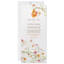 fatfatin Yellow Hibiscus Swirls & Swallows Wedding Custom Invites