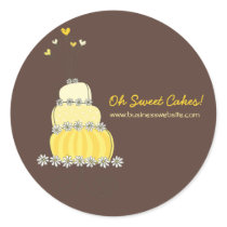 fatfatin Yellow Wedding Cake Business Sticker