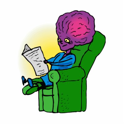 Father Alien reading Paper Cut Outs by alien_nation