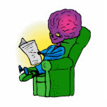 Father Alien reading Paper photo sculptures