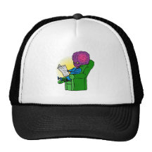 Father Alien reading Paper Trucker Hat