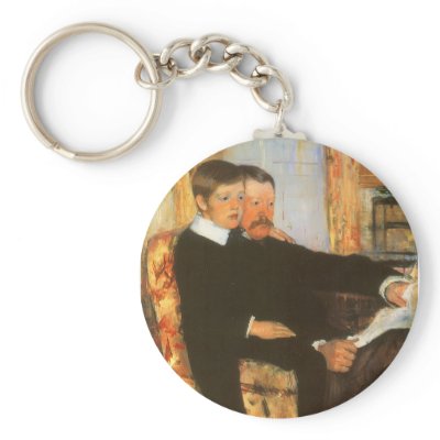 Father and Son Family Portrait by Mary Cassatt Keychains by MasterpieceCafe