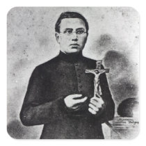 Father Damien Square Stickers