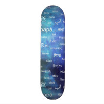 Father in many different world languages - Blue Skateboard Decks
