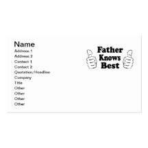 Father Knows Best. Design for dads, grandfathers. Business Card