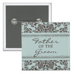 Father of the Groom Damask Wedding Button