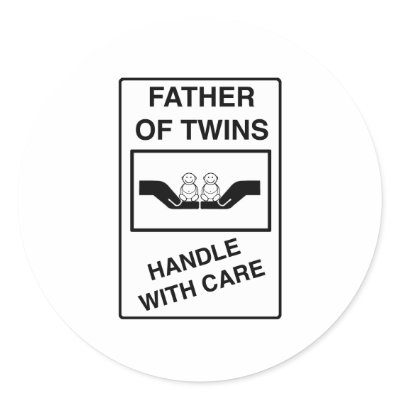 Father of Twins Handle With Care Round Sticker by Scrappintwins