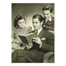 Father Reading to Son Custom Invites