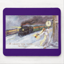 Father Time & Train Vintage New Year Mousepad