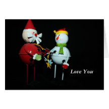Father Xmas and Snowman  Love You Card