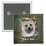 Fathers Day - Cairn Terrier - Teddy Bear Pinback Button