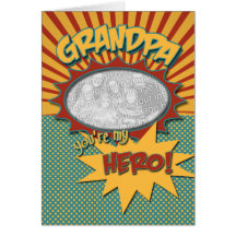 Father's Day Comic Book Hero Grandpa Greeting Card