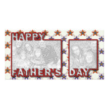 Fathers Day Cut Out ADD YOUR PHOTO Field of Stars Picture Card