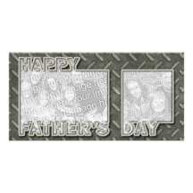Fathers Day Cut Out ADD YOUR PHOTO Metal Grid Photo Card