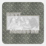 Fathers Day Cut Out ADD YOUR PHOTO Metal Grid Square Sticker