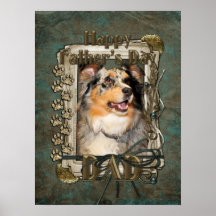 Fathers Day DAD - Stone Paws - Australian Shepherd Posters