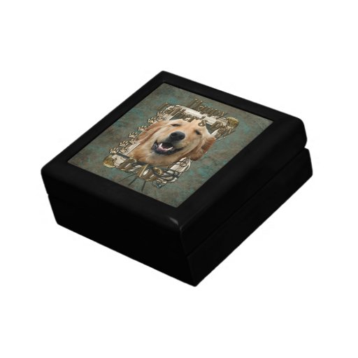 Fathers Day DAD Stone Paws Golden Retriever Mickey Jewelry Box