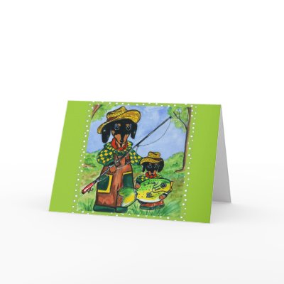 Fathers Day Doxies Greeting Cards by Dachshunds_by_Joanne