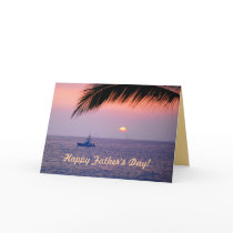 Father's Day Fishing Boat Tropical Sunset Card