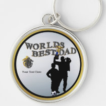 Fathers Day Laurel Wreath Round Worlds Best Dad keychains