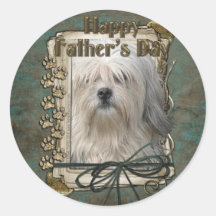 Fathers Day - Lowchen Round Stickers