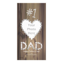 Father's Day - Number One Dad on Wood Picture Card