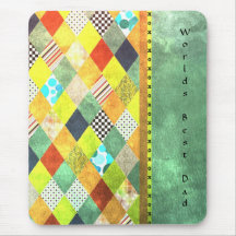 Father's Day Patterns - Worlds Best Dad Mouse Pad