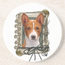Fathers Day - Stone Paws - Basenji Beverage Coaster
