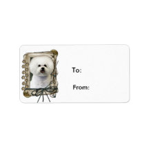 Fathers Day - Stone Paws - Bichon Frise Personalized Address Label