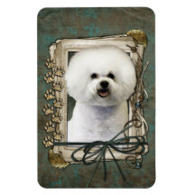 Fathers Day - Stone Paws - Bichon Frise Rectangle Magnet
