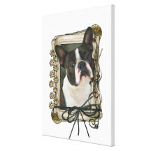 Fathers Day - Stone Paws - Boston Terrier Canvas Prints