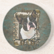 Fathers Day - Stone Paws - Boston Terrier - Dad Coasters