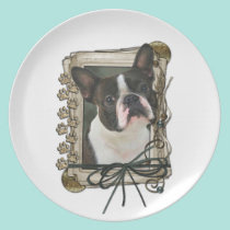 Fathers Day - Stone Paws - Boston Terrier plates