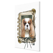 Fathers Day - Stone Paws - Cavalier - Blenheim Stretched Canvas Print