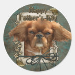 Fathers Day - Stone Paws - Cavalier King Charles Round Sticker