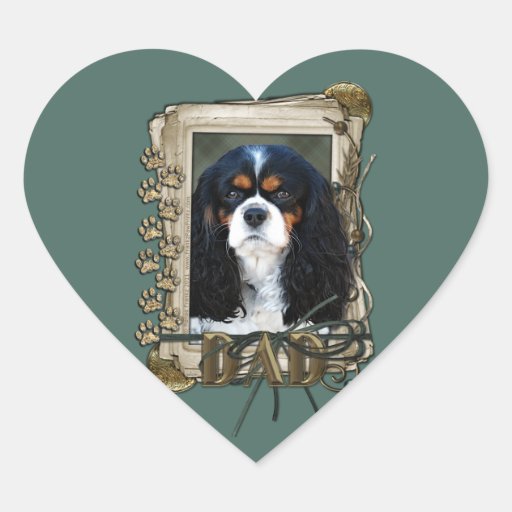 Fathers Day - Stone Paws - Cavalier - Tri-Colour Stickers