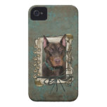 Fathers Day - Stone Paws - Doberman - Red iPhone 4 Cases