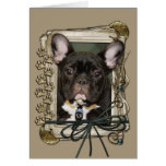 Fathers Day - Stone Paws - French Bulldog - Teal Greeting Card