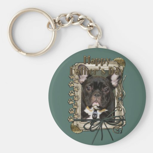Fathers Day - Stone Paws - French Bulldog - Teal Keychain