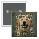 Fathers Day - Stone Paws - Golden Retriever Pinback Buttons
