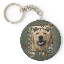 Fathers Day - Stone Paws - Golden Retriever Keychain