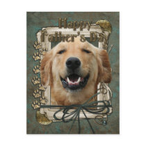 Fathers Day - Stone Paws - Golden Retriever Post Card