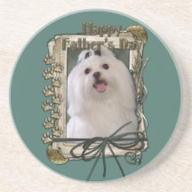Fathers Day - Stone Paws - Maltese Beverage Coaster