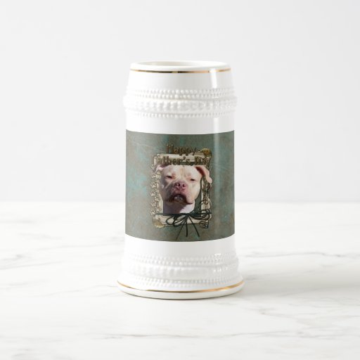 Fathers Day - Stone Paws - Pitbull - Jersey Girl Mugs