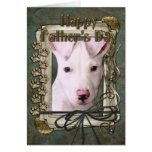 Fathers Day - Stone Paws - Pitbull Puppy - Petey Greeting Cards