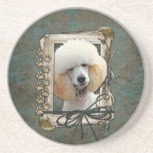 Fathers Day - Stone Paws - Poodle - Apricot Coasters