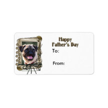 Fathers Day - Stone Paws - Pug Personalized Address Label