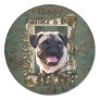 Fathers Day - Stone Paws - Pug Round Stickers