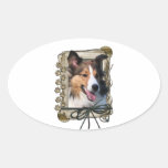 Fathers Day - Stone Paws - Sheltie Oval Sticker