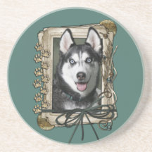 Fathers Day - Stone Paws - Siberian Husky Beverage Coasters